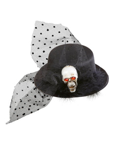 Widmann SRL Mini hoge hoed met tule en schedeltje