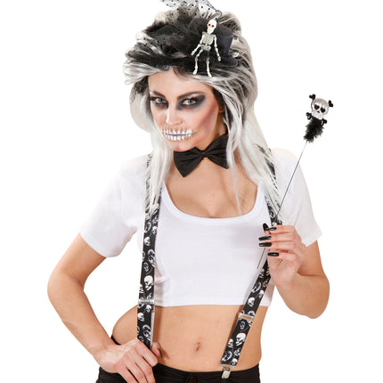 Widmann SRL Mini hoge hoed met tule en skelet