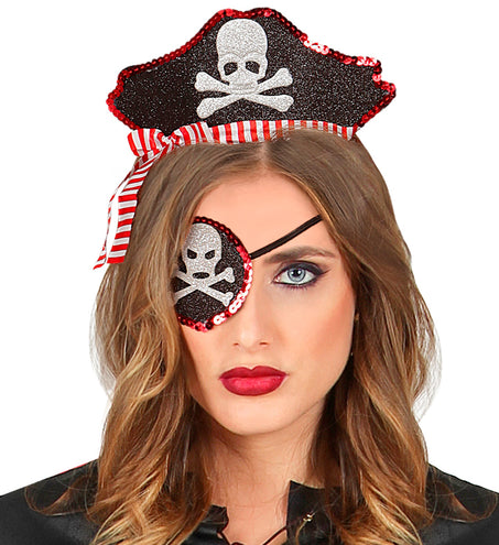 Widmann SRL Mini piratenhoedje met ooglapje