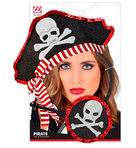 Widmann SRL Mini piratenhoedje met ooglapje