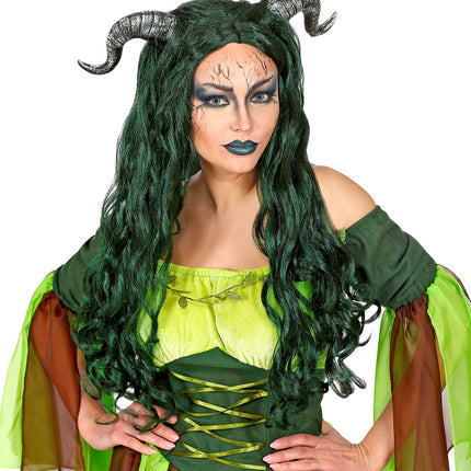 Widmann SRL Mooie pruik met zwarte hoorns