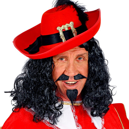 Widmann SRL Musketier pruik zwart compleet