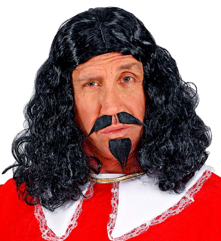 Widmann SRL Musketier pruik zwart compleet