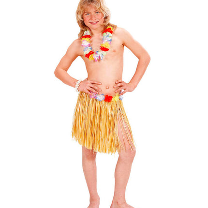 Widmann SRL Naturel Hawaiirokje met bloemenriem kind