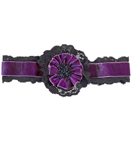 Widmann SRL Nekband Fluweel Paars Met Bloem