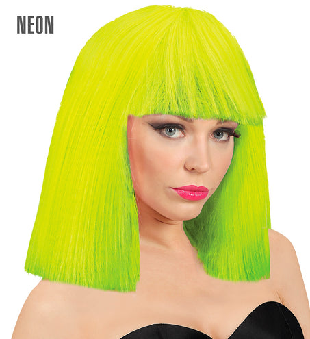 Widmann SRL Neon gele pruik showgirl