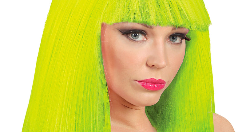 Widmann SRL Neon gele pruik showgirl