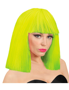Widmann SRL Neon gele pruik showgirl