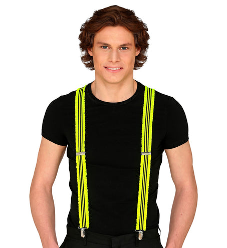 Widmann SRL Neon gele ruche bretels gestreept