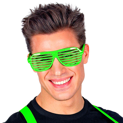 Widmann SRL Neon groene bril met luikjes