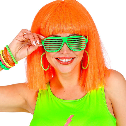 Widmann SRL Neon groene bril met luikjes