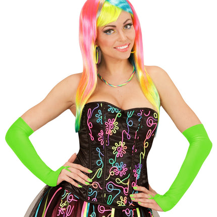 Widmann SRL Neon groene handschoenen in satijn