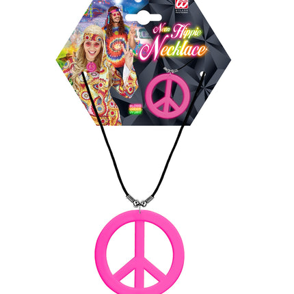 Widmann SRL Neon Hippie Ketting Rosa Roze