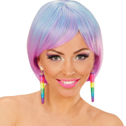 Widmann SRL Neon kleurige cone oorbellen