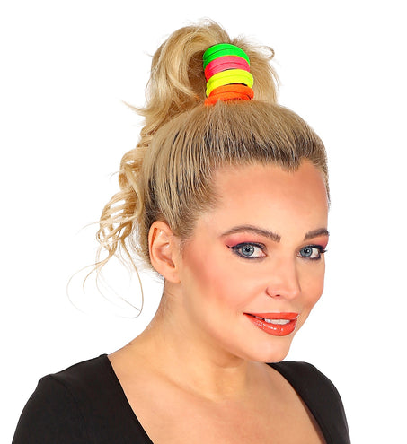 Widmann SRL Neon kleurige haar elastiekjes jaren 80