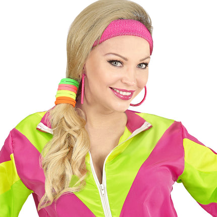 Widmann SRL Neon kleurige haar elastiekjes jaren 80