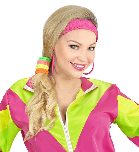 Widmann SRL Neon kleurige haar elastiekjes jaren 80