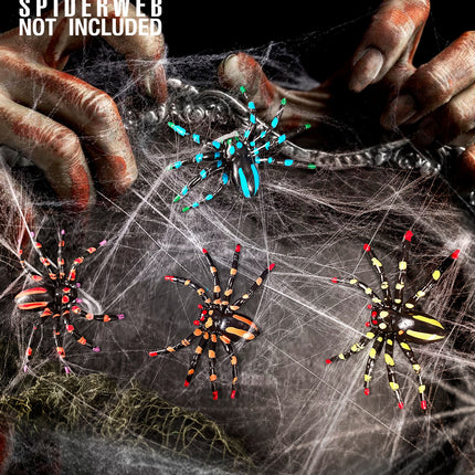 Widmann SRL Neon nep spinnen 4 stuks