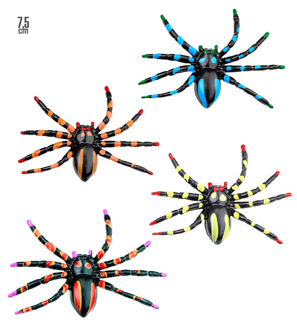 Widmann SRL Neon nep spinnen 4 stuks