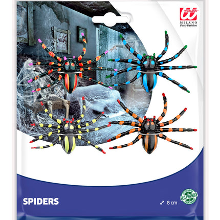 Widmann SRL Neon nep spinnen 4 stuks