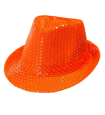 Widmann SRL Neon oranje hoed met glitters