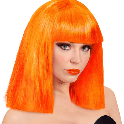 Widmann SRL Neon oranje pruik showgirl