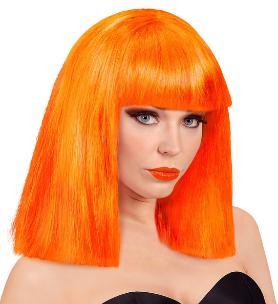 Widmann SRL Neon oranje pruik showgirl
