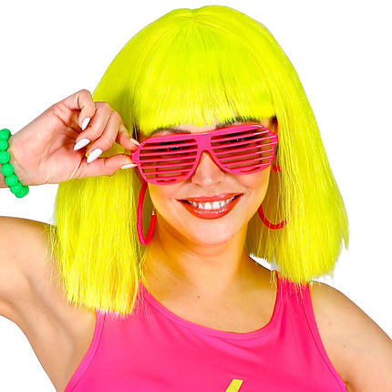 Widmann SRL Neon roze bril met luikjes