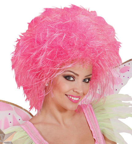 Widmann SRL Neon roze pruik Britt kort haar