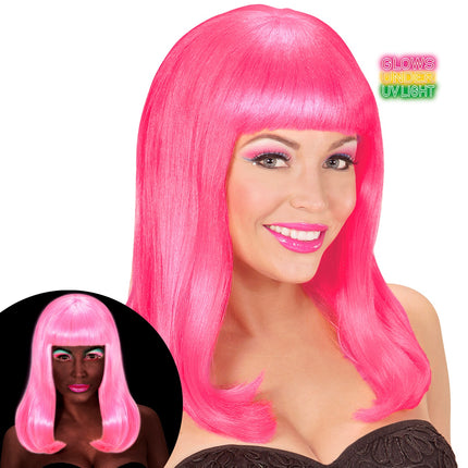 Widmann SRL Neon roze pruik  Patsy