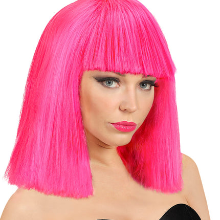 Widmann SRL Neon roze showgirl pruik