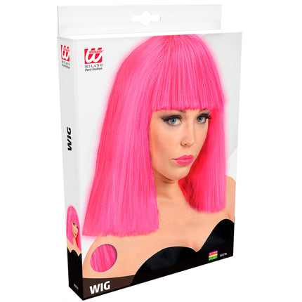 Widmann SRL Neon roze showgirl pruik