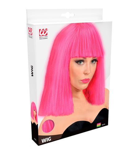 Widmann SRL Neon roze showgirl pruik