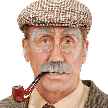 Widmann SRL Nep snor en wenkbrauwen grijs