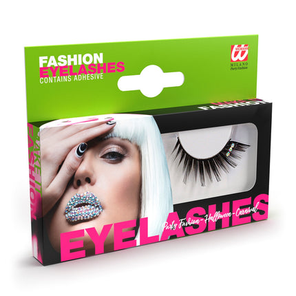 Widmann SRL Nepwimpers zwart puntig met strass