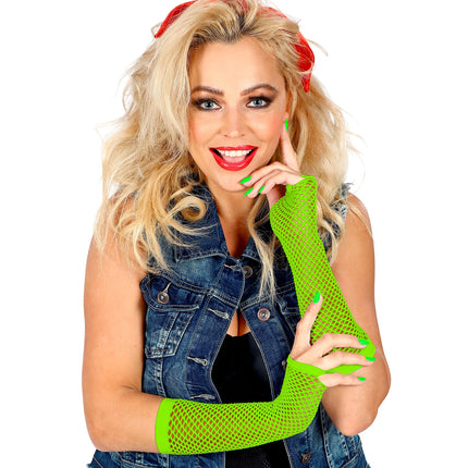 Widmann SRL Net handschoenen neon groen lang