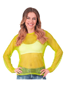 Widmann SRL Net shirt lang neon geel