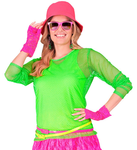 Widmann SRL Net shirt lang neon groen