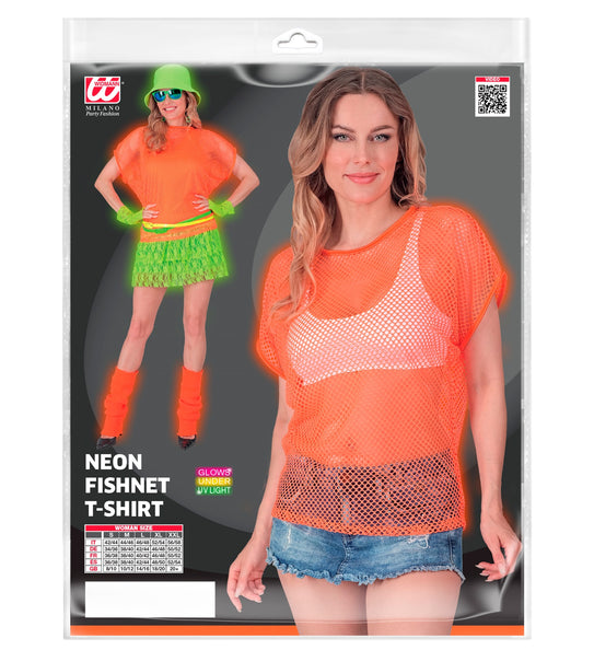 Widmann SRL Net shirt lang neon oranje