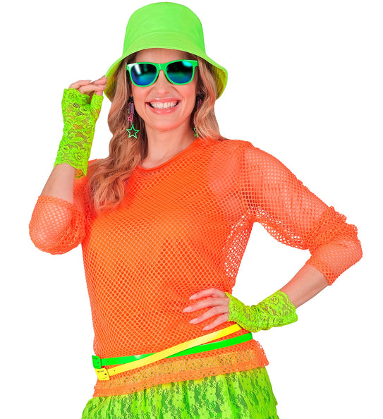 Widmann SRL Net shirt lang neon oranje