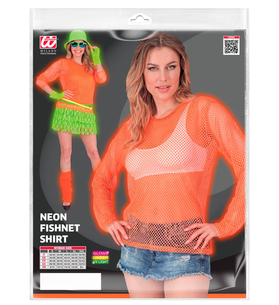 Widmann SRL Net shirt lang neon oranje