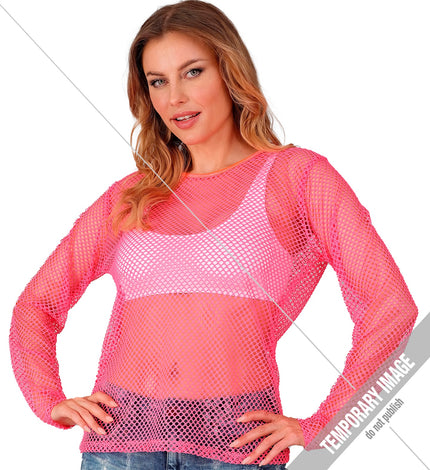 Widmann SRL Net shirt lang neon roze