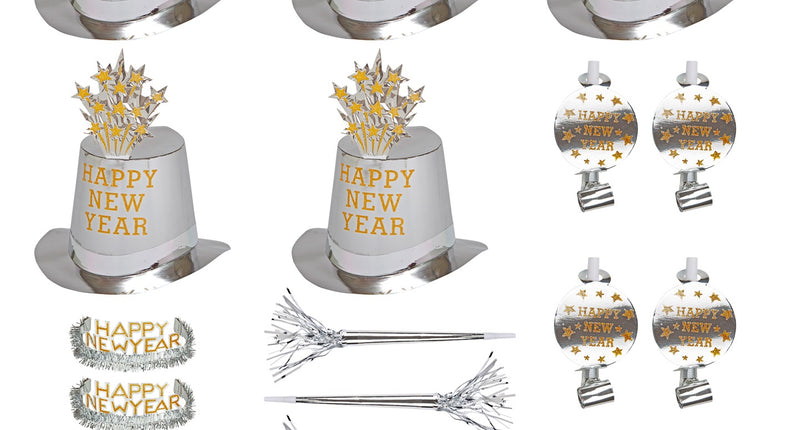 Widmann SRL Nieuw jaar versierset zilver Happy New Year