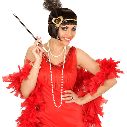 Widmann SRL Nieuwjaars haarbandje zwart met veertje