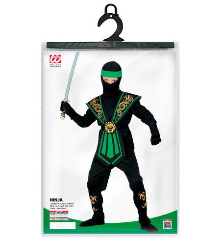 Widmann SRL Ninja pak kinderen Kombat groen