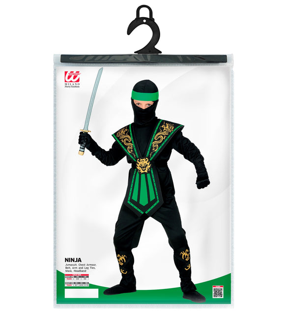 Widmann SRL Ninja pak kinderen Kombat groen