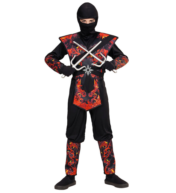 Widmann SRL Ninja pak vlammende draak kinderen