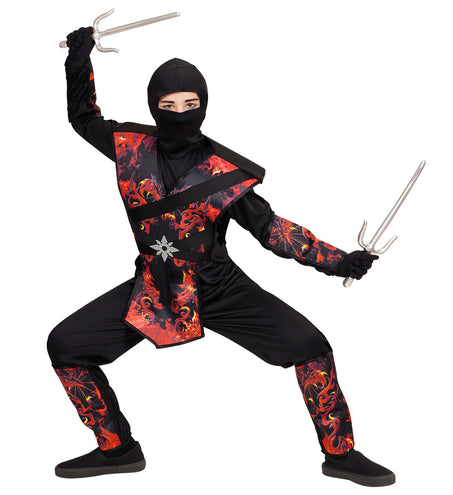 Widmann SRL Ninja pak vlammende draak kinderen