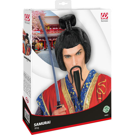 Widmann SRL Ninja pruik Samurai vechter zwart