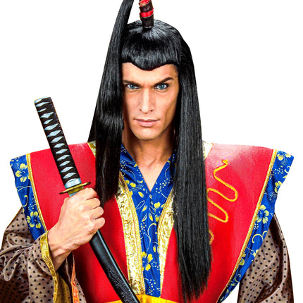 Widmann SRL Ninja pruik Samurai zwart